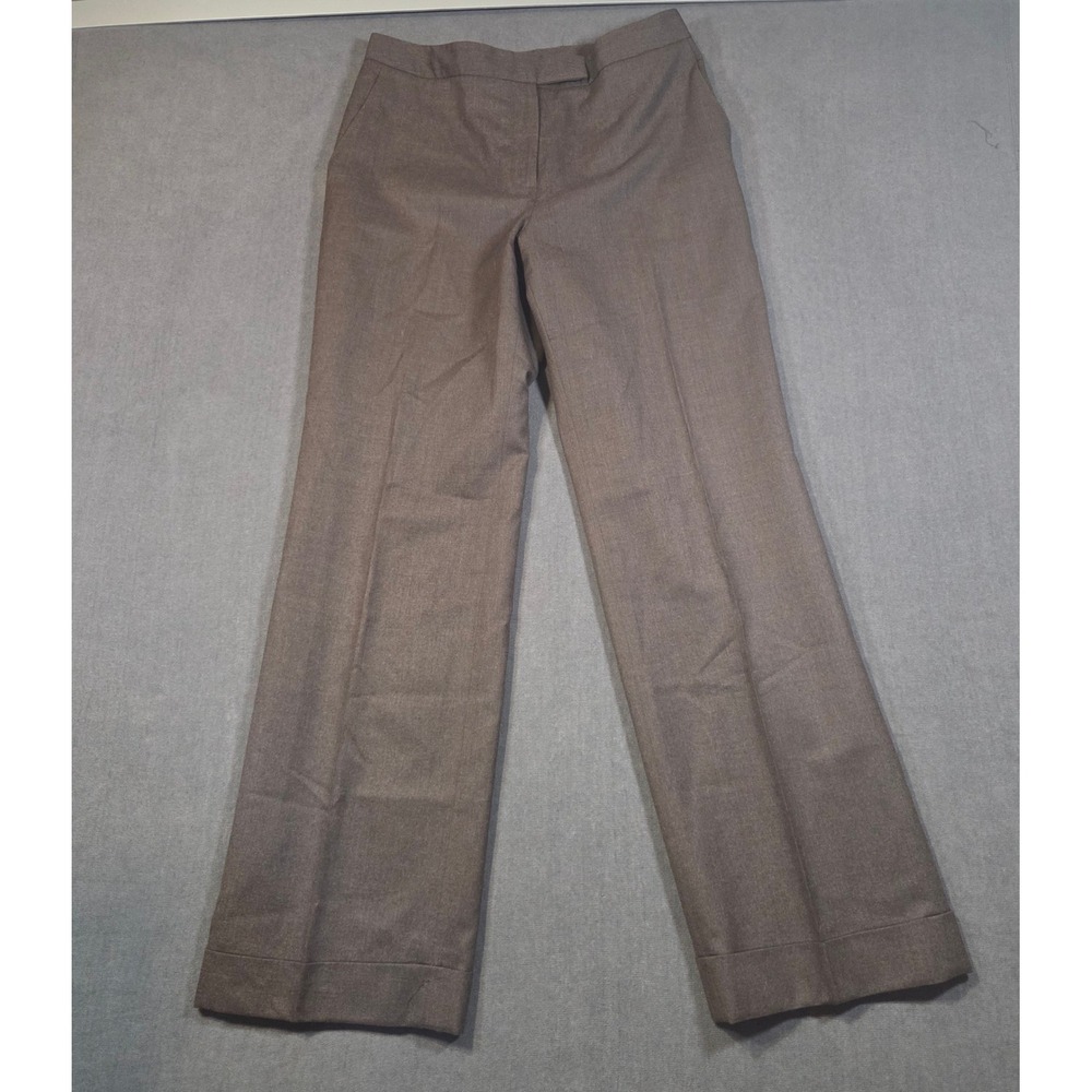 Brooks Brothers Dress Pants Womens 10 Brown Wool Caroline Fit Cuffed Straight
